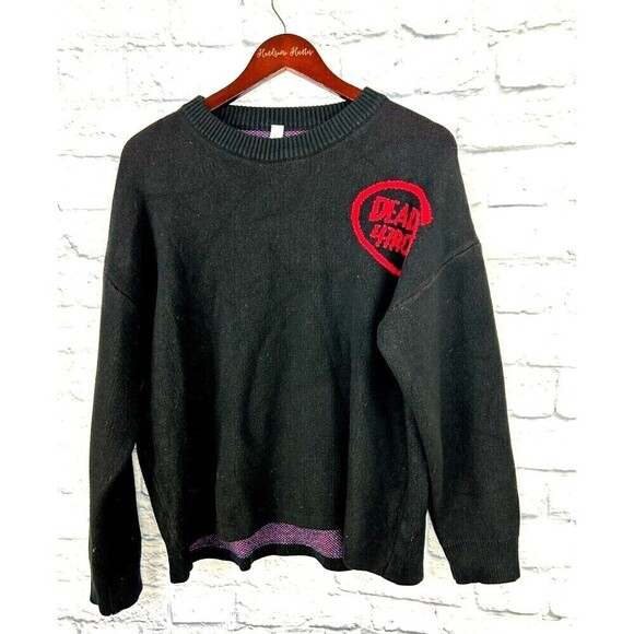 YWFG-JF Mens Size XL Black Red Pullover Sweater Japanese Streetwear Skeleton - Picture 6 of 12